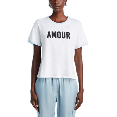 Cinq à Sept Cotton Two Tone White Short Sleeve 'Amour' Graphic Tee Size XS