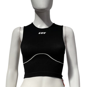 Off-White Sleek Black Logo-Print Crop Top Size S / M NWT