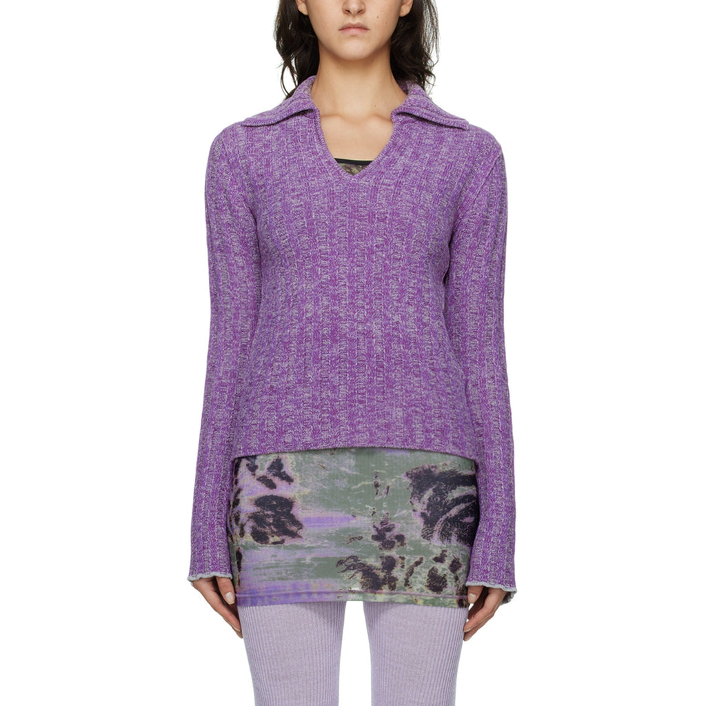 Acne Studios V-Neck Purple Wool Polo Sweater Size M