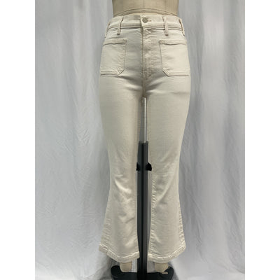 Mother The Hustler White Cotton Patch Pocket Flood Size 28