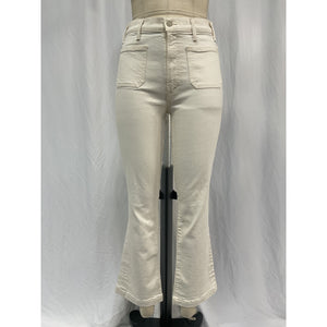 Mother The Hustler White Cotton Patch Pocket Flood Size 28