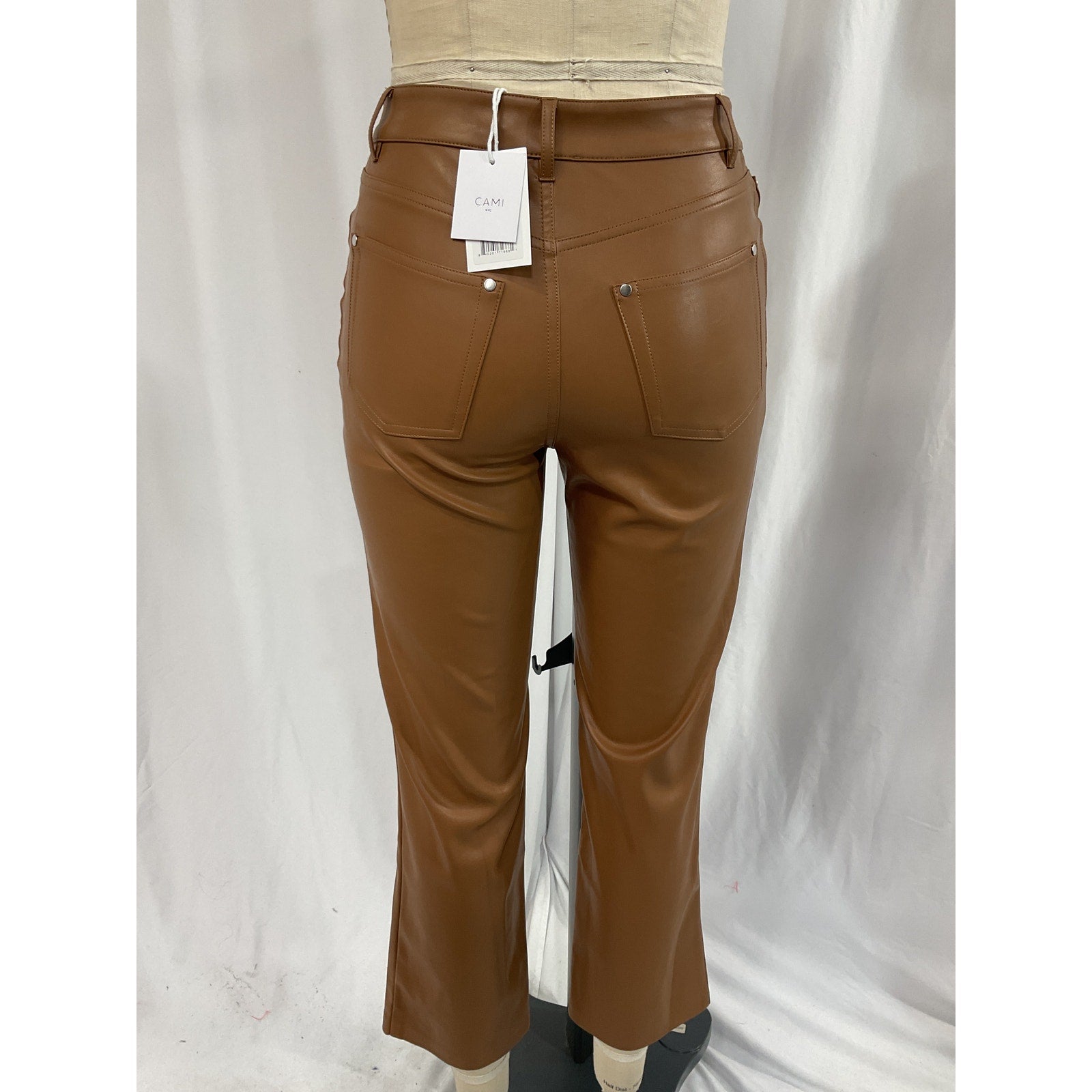 Cami Nyc 'Hanie' Brown Cropped Faux Leather Straight-Leg Pants Size XS - NWT