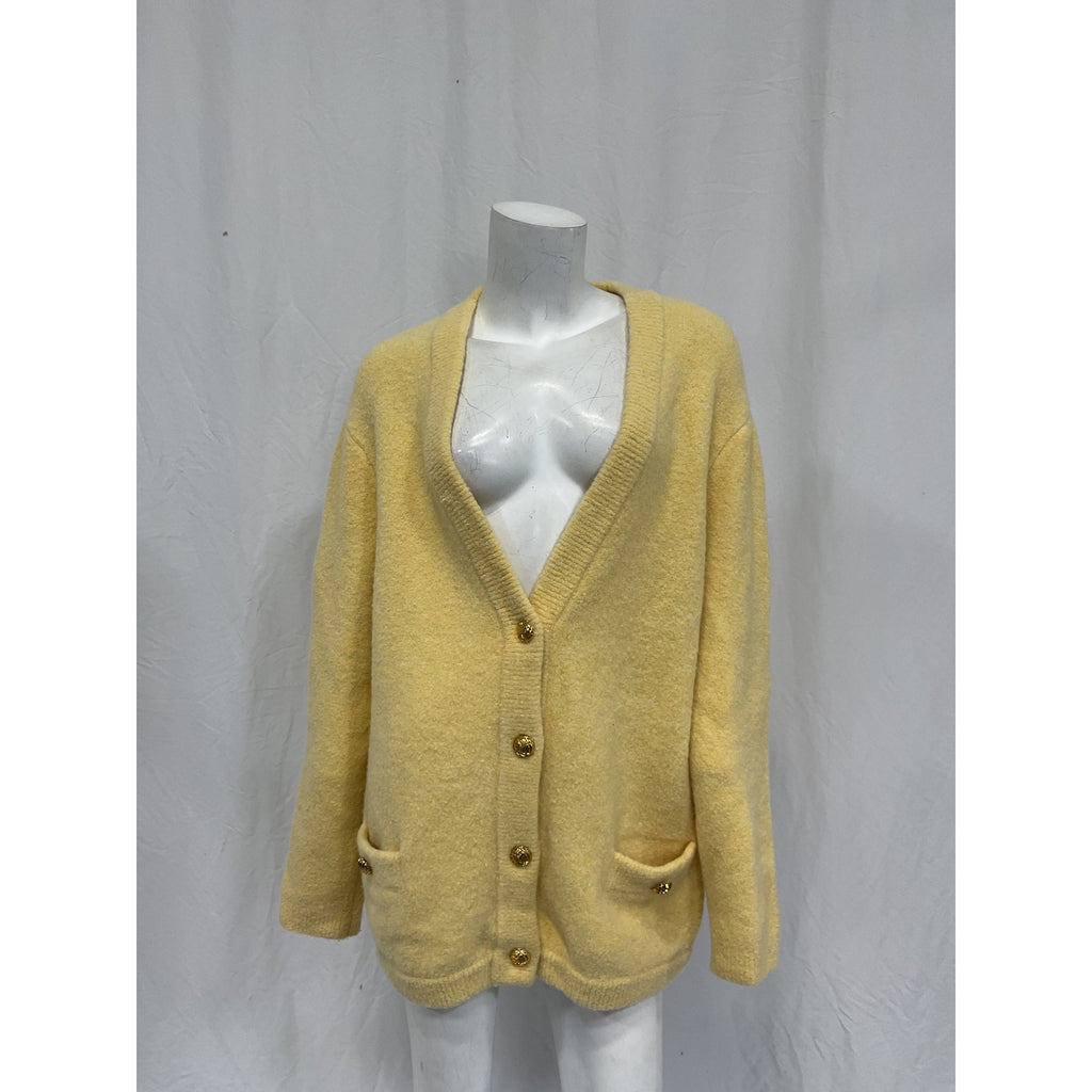 Ronny Kobo 'Hilari' Yellow Wool Cardigan Size S