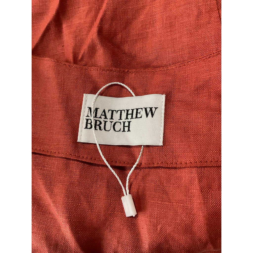 Matthew Bruch 'Apron' Brown Linen Crop Top Size 2
