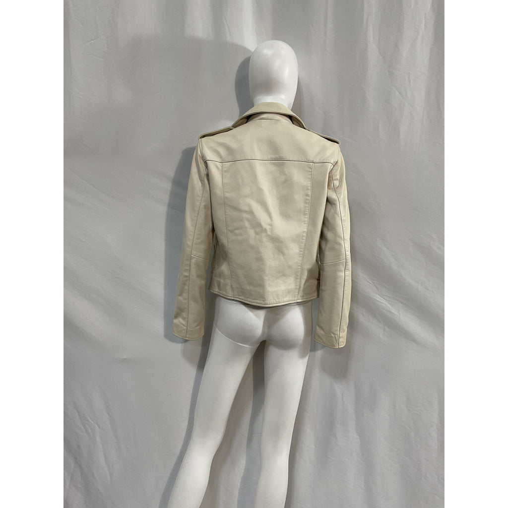 Allsaints 'Fern' White Leather Biker Jacket Size 6