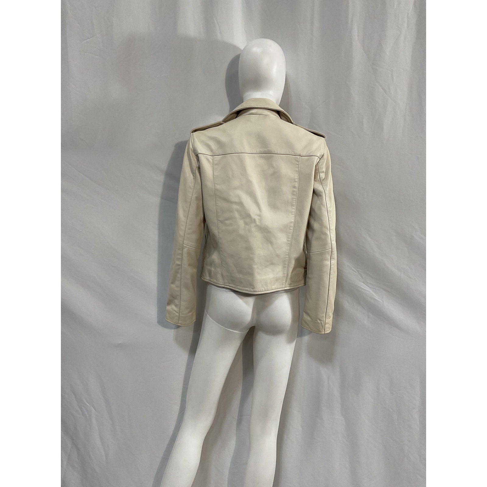 Allsaints 'Fern' White Leather Biker Jacket Size 6
