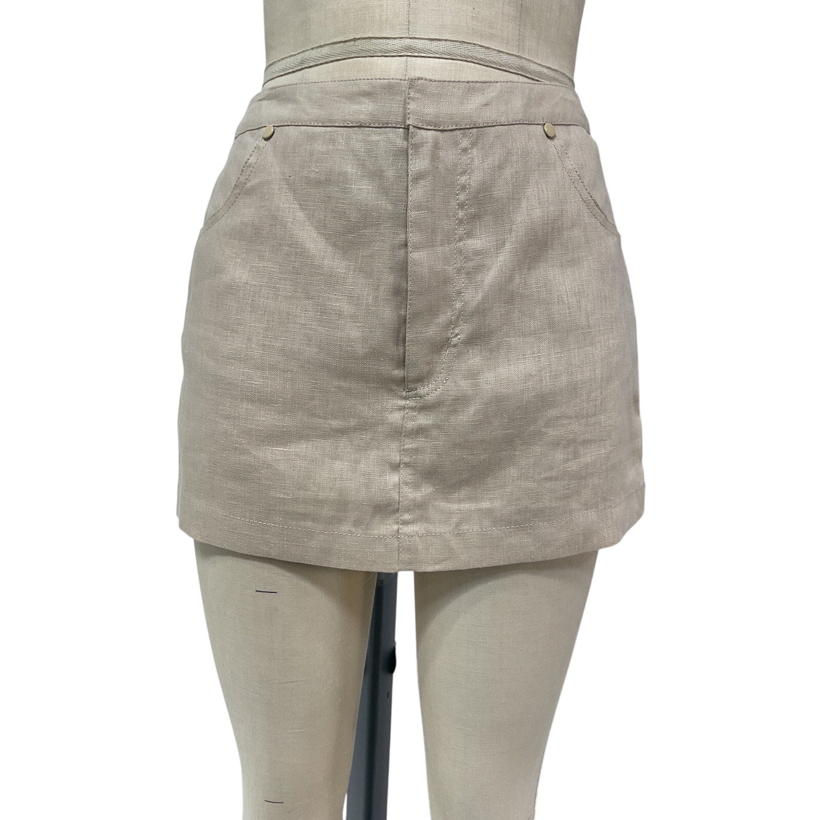 L'Academie 'Allana' Beige Linen Skort Size S