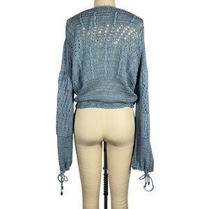 Tularosa Crochet Blue Sage Willow Pullover Sweater Size L