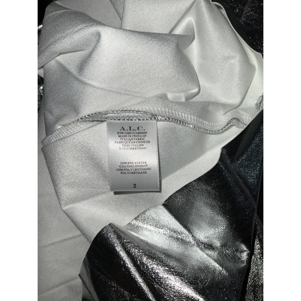A.L.C. 'Tori' Silver Polyester Skirt Size 2 - NWT