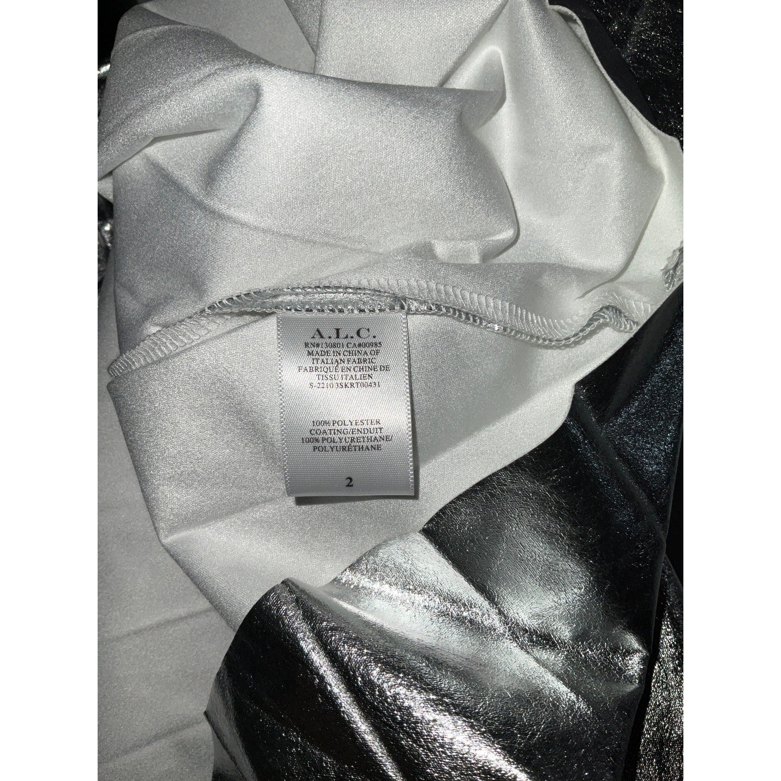 A.L.C. 'Tori' Silver Polyester Skirt Size 2 - NWT