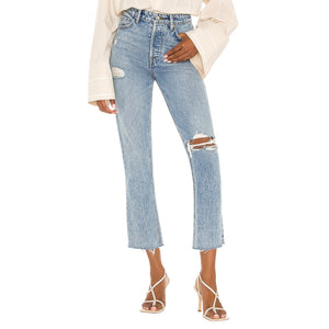 Grlfrnd Distressed Blue Karolina Denim Jeans Size 26