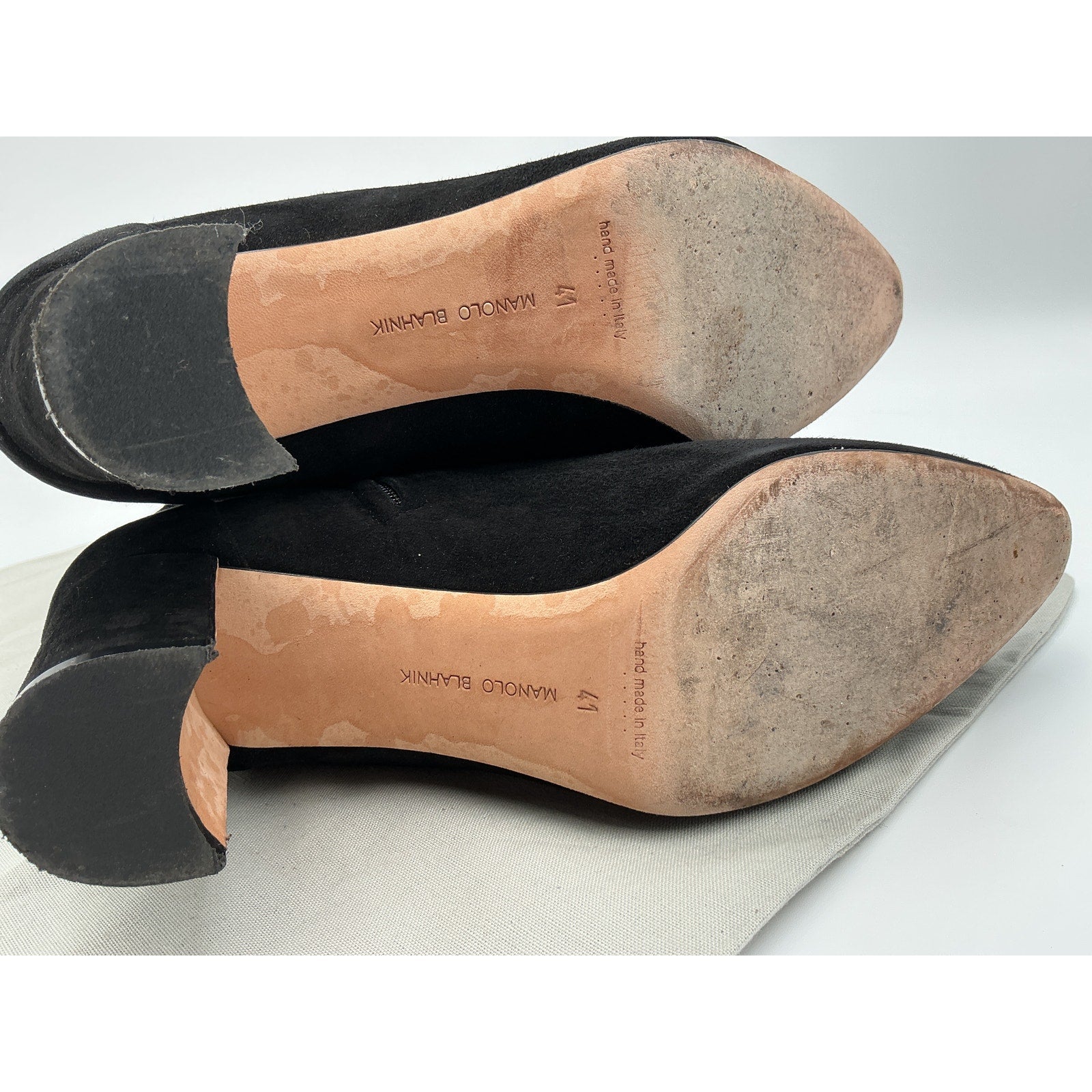 Manolo Blahnik 'Rosie' Black Leather Ankle Booties Size 11