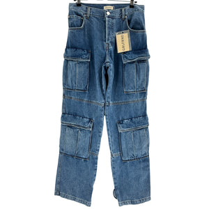 Grlfrnd Utility Blue Lex Cargo Denim Jeans Size 25