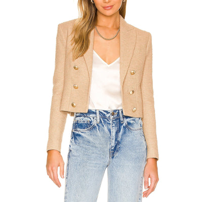L'Agence 'Inez' Beige Cotton Cropped Blazer Size 2