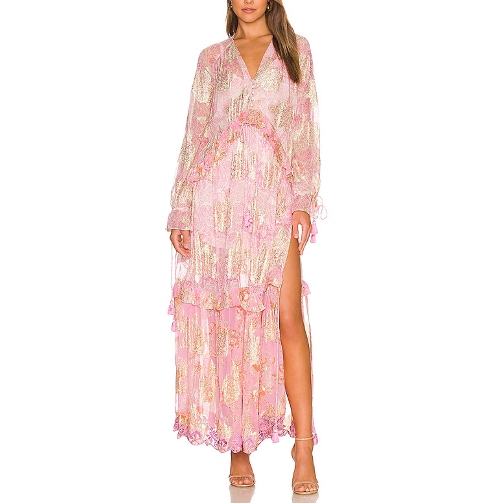 Hemant And Nandita 'Kaftan' Pink Viscose Dress Size S