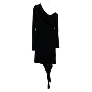 Helmut Lang Draped Basalt Black Scala Mini Dress Size S