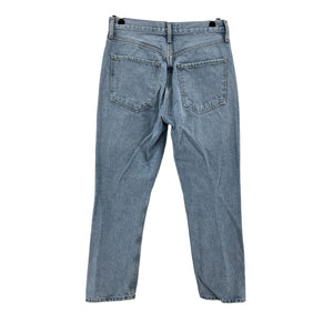 Agolde 'Riley' Blue Cotton High Rise Straight Crop Denim Jean Size 27