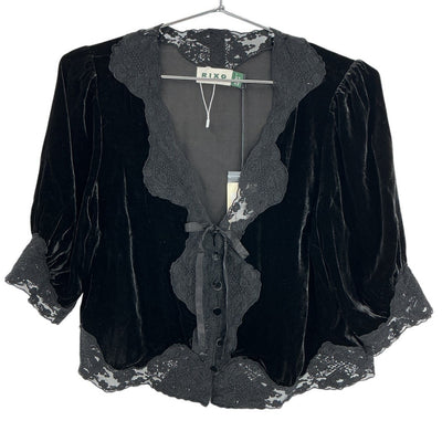 Rixo Velvet Black Ursula Top Size S