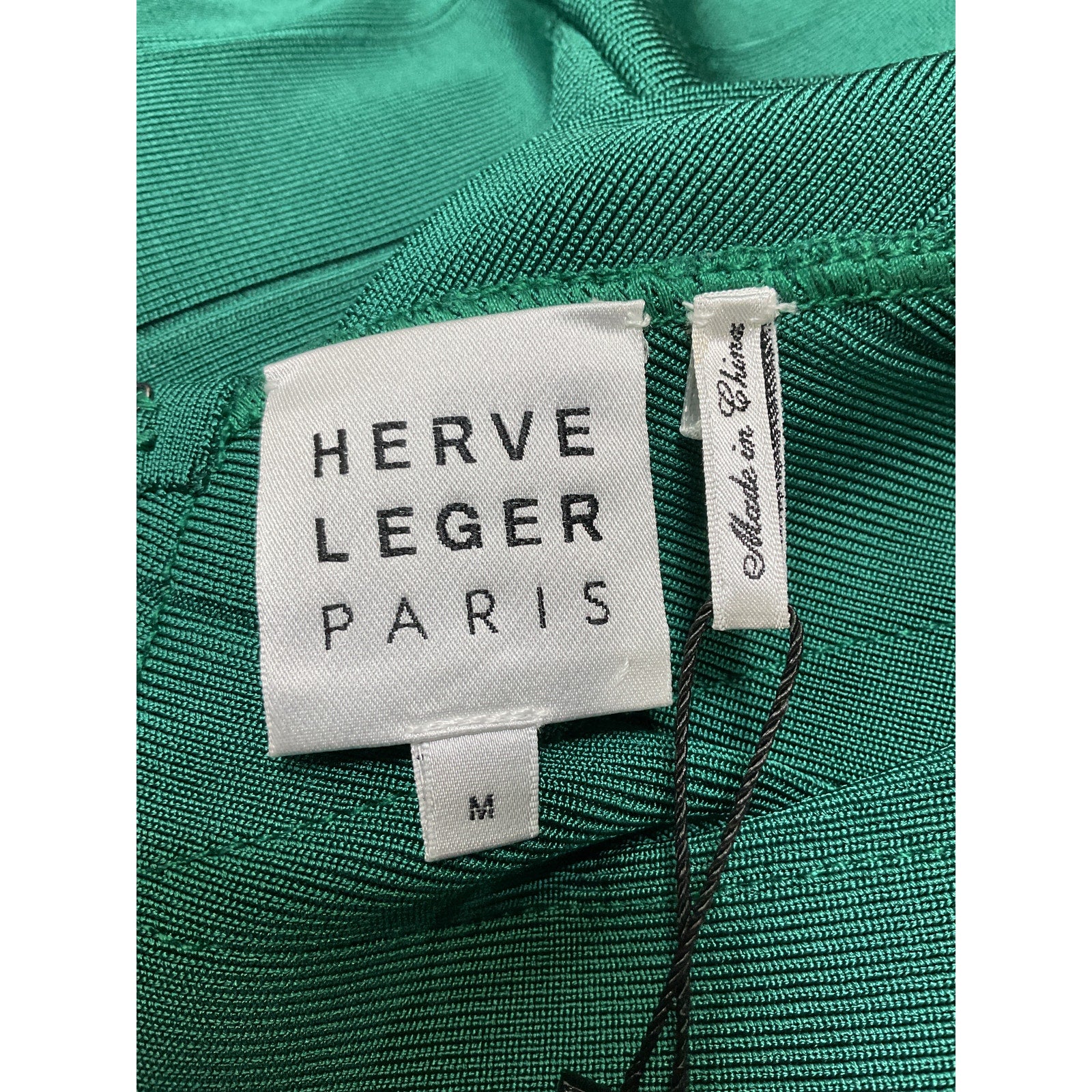 Herve Leger V Neck Mini Green Sleeveless Bandage Dress Size M - NWT