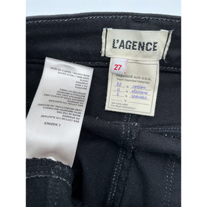 L'Agence 'Beatrix' Black Coated Split-Hem Bootcut Jeans Size 27