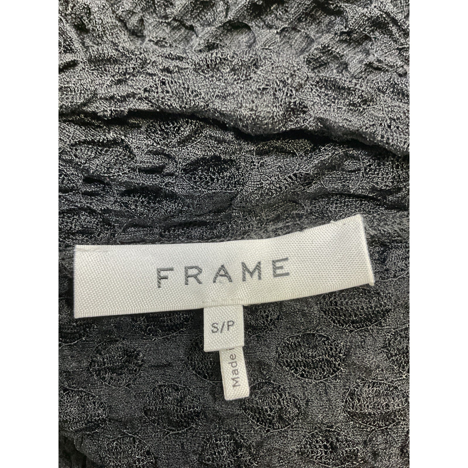 Frame Mesh Lace Black Polyamide Turtleneck Top Size S