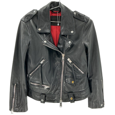 Allsaints Classic Black Luna Biker Jacket Size XS