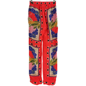 Farm Rio Bold Multicolor Surreal Scarf Trousers Size S
