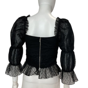 Lpa Sheer Black Dolores Top Size XXS