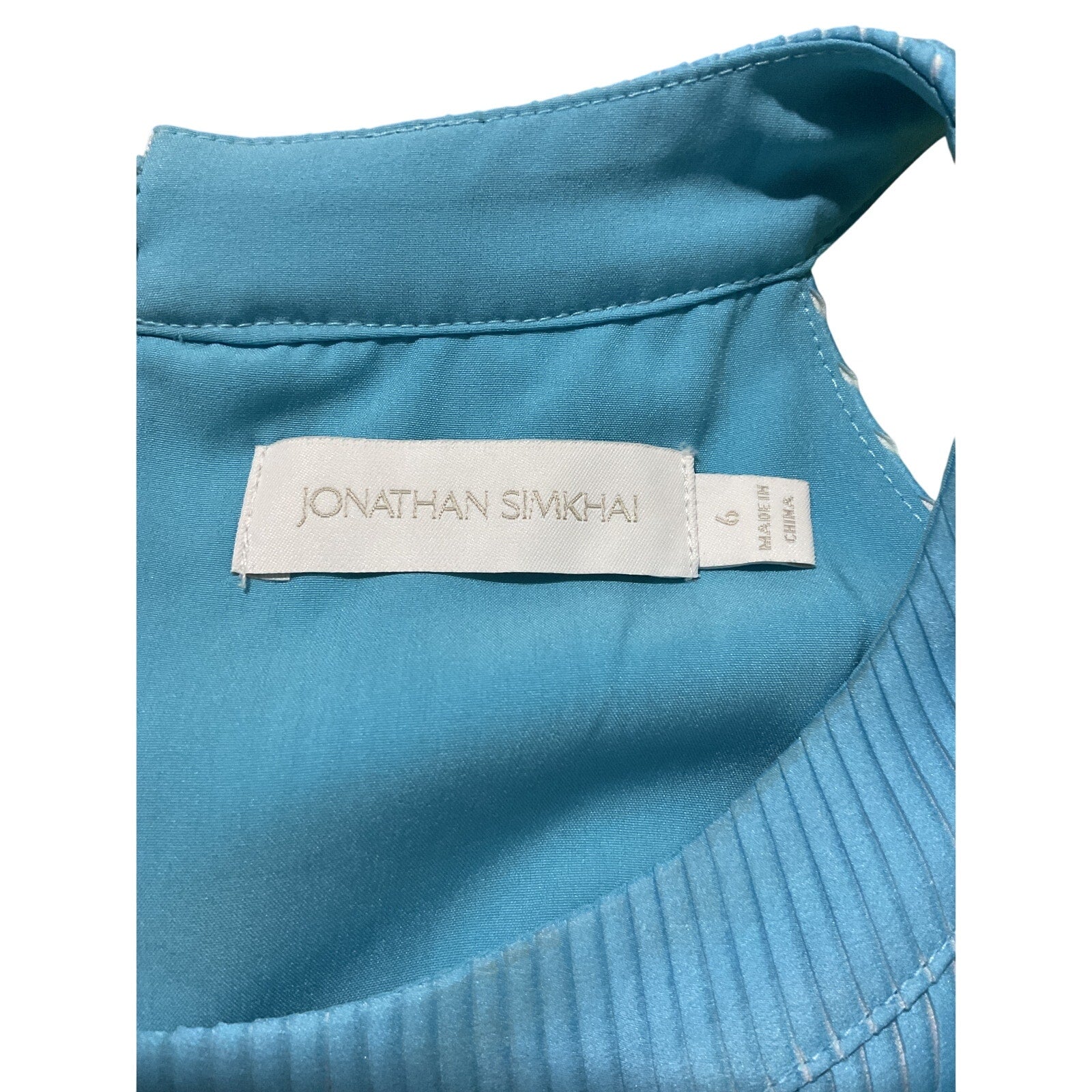 Simkhai 'Braelynn' Blue Polyester Ombre Plisse Cut Out Mini Dress Size 6