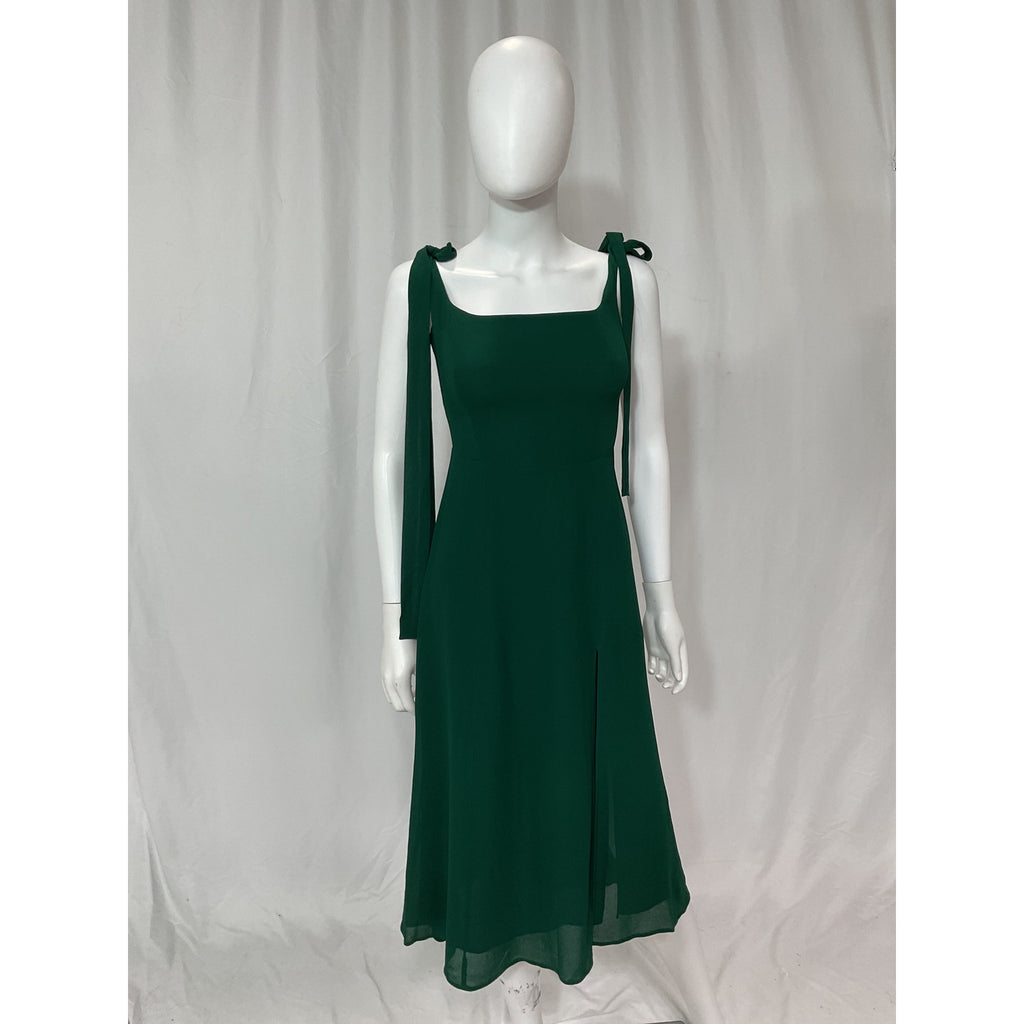 Reformation 'Twilight' Green Square Neck Dress Size 6