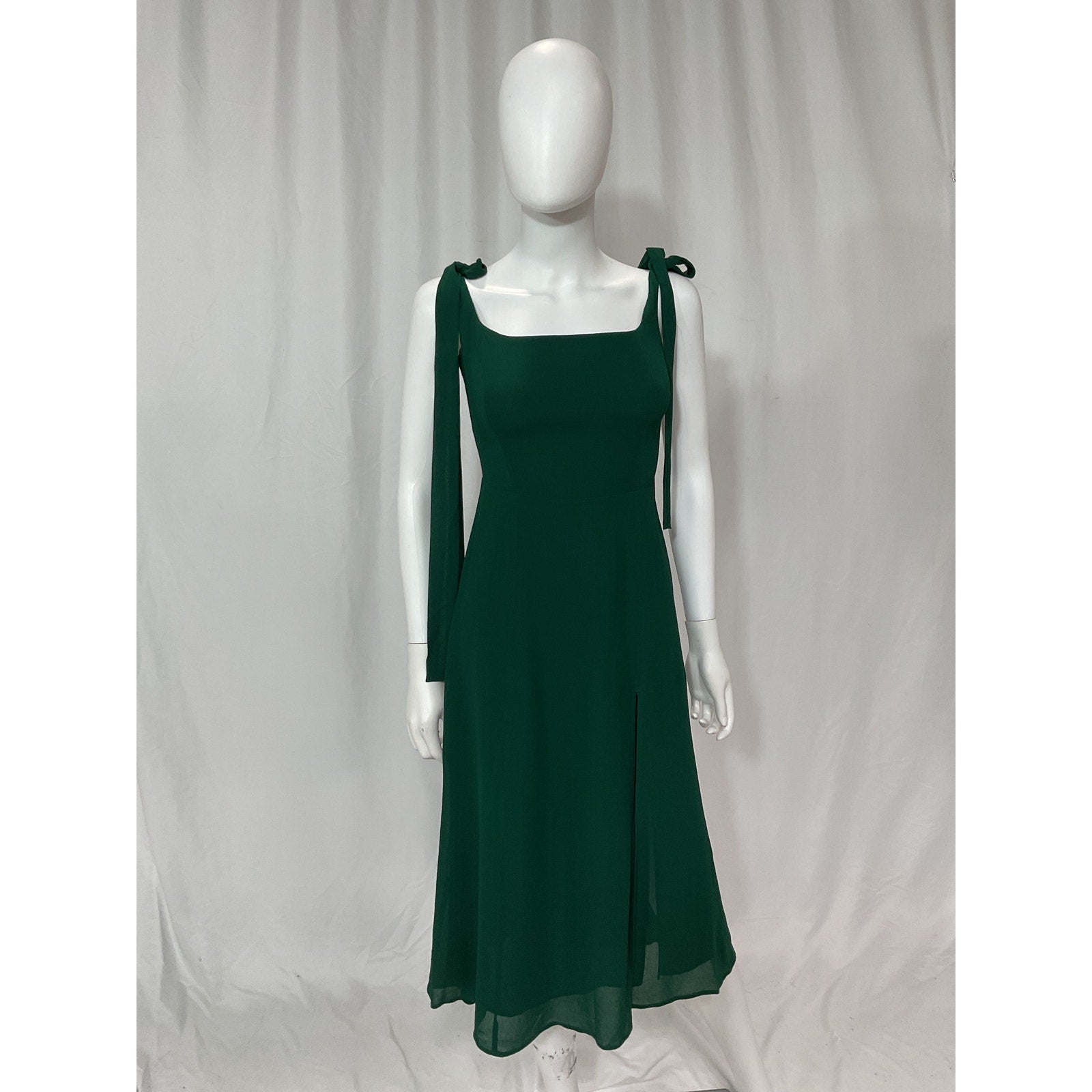 Reformation 'Twilight' Green Square Neck Dress Size 6
