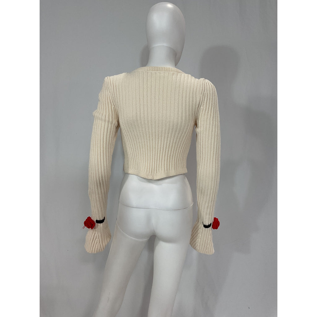 For Love & Lemons 'Roxana' White Rosette Cardigan Size S