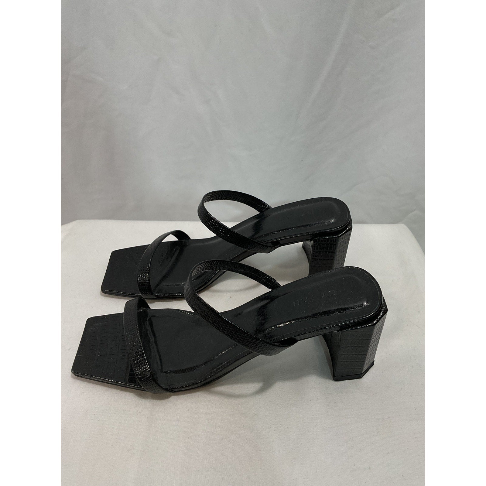 By Far 'Tanya' Black Leather Block Heel Mule Size 7