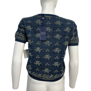 Polo Ralph Lauren Floral Indigo Blue Crewneck Sweater Size M NWT