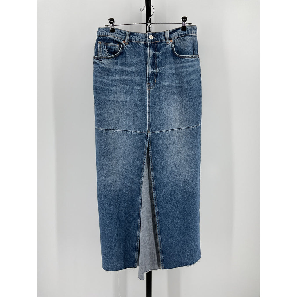 Reformation 'Tazz' Blue Cotton Maxi Denim Skirt Size 29