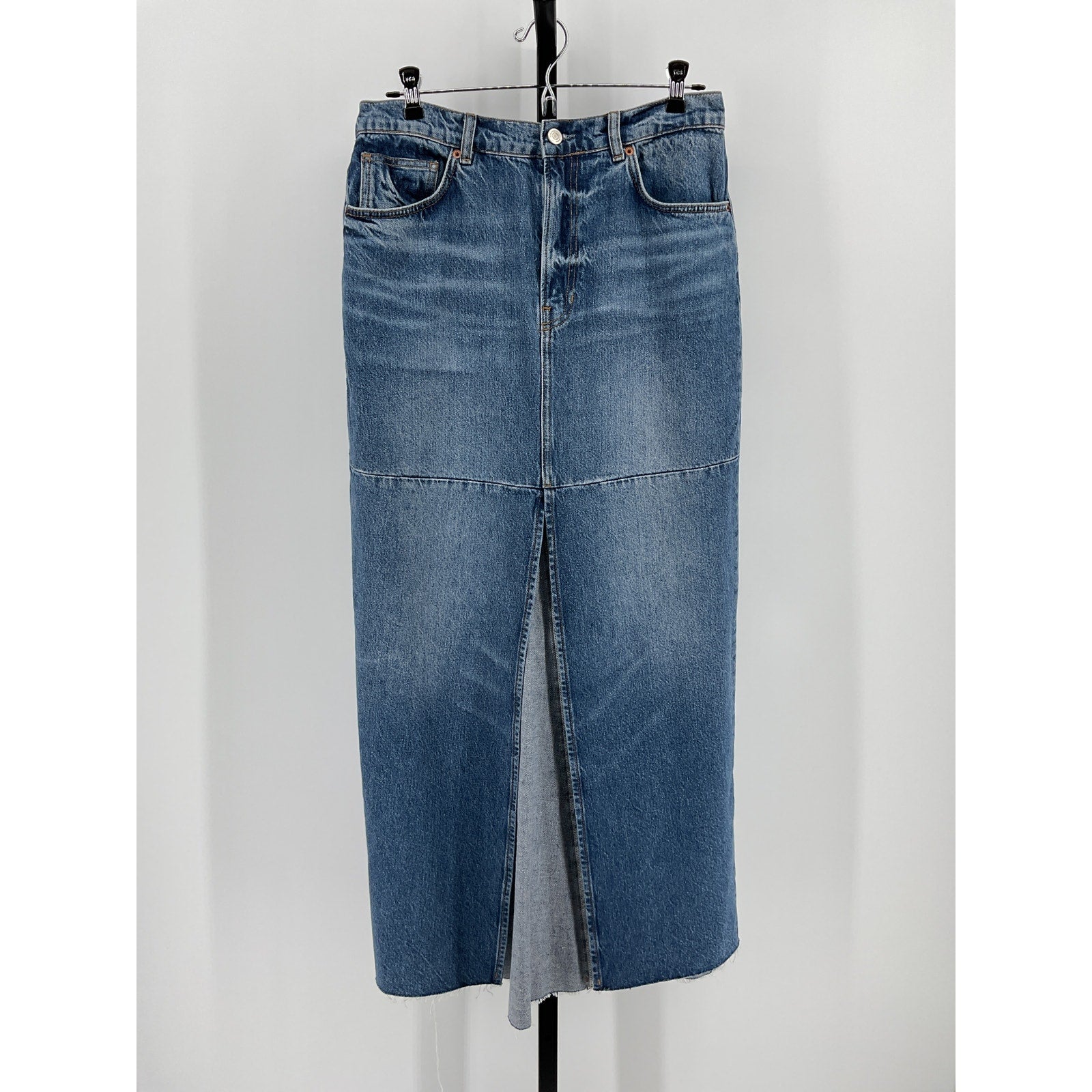 Reformation 'Tazz' Blue Cotton Maxi Denim Skirt Size 29