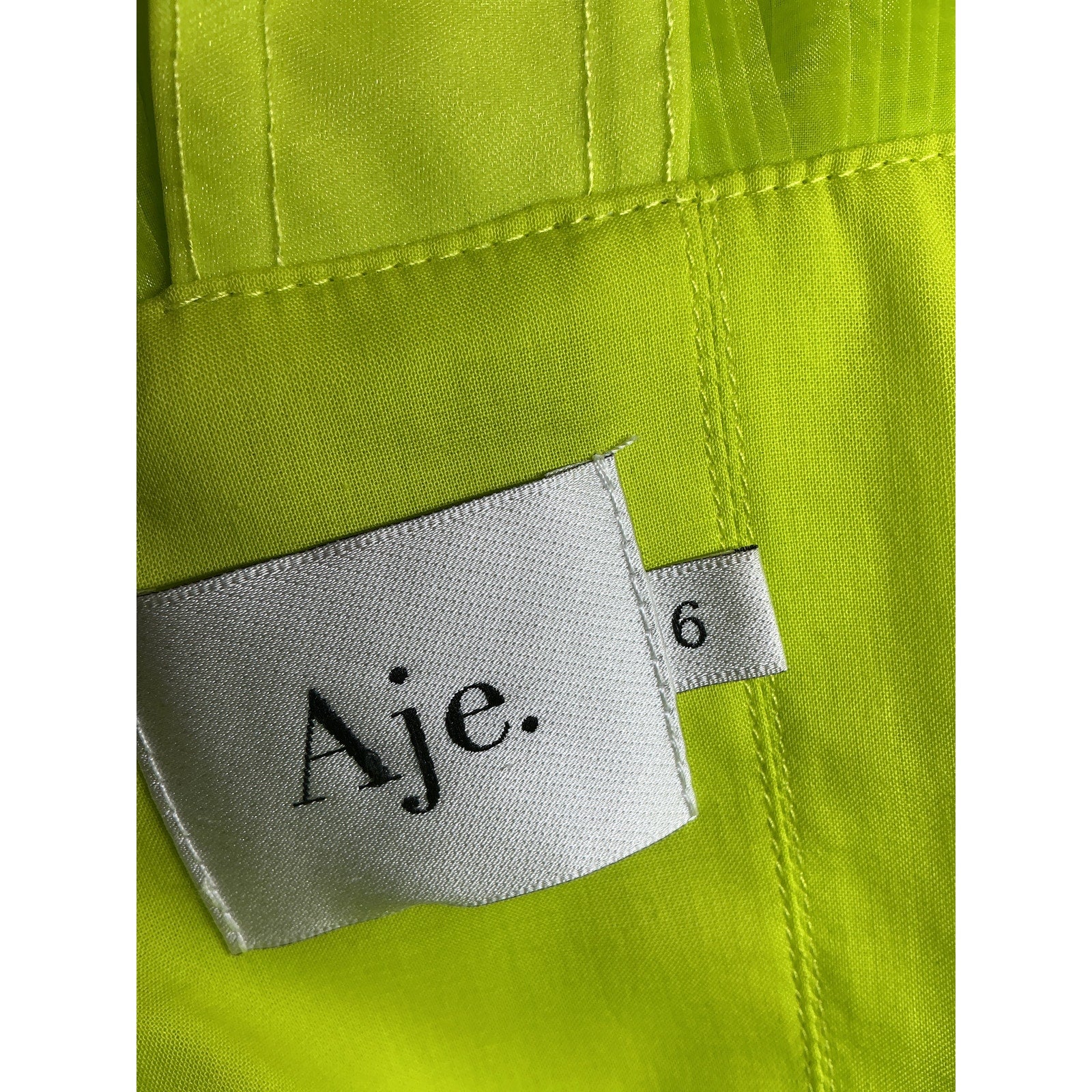 Aje 'Jacinto' Yellow Polyester Pleated Mini Dress Size 6