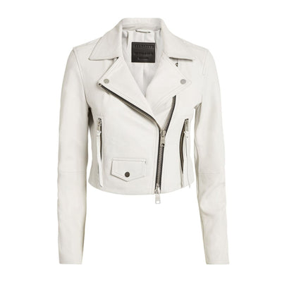 Allsaints 'Elora' White Leather Biker Jacket Size 2