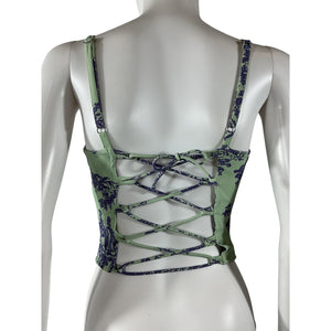 Miaou Mint Toile Green Nylon Corset Size M