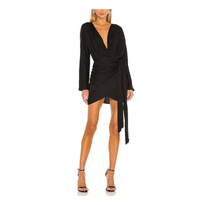 L'Academie Draped Black Lorriana Mini Dress Size S