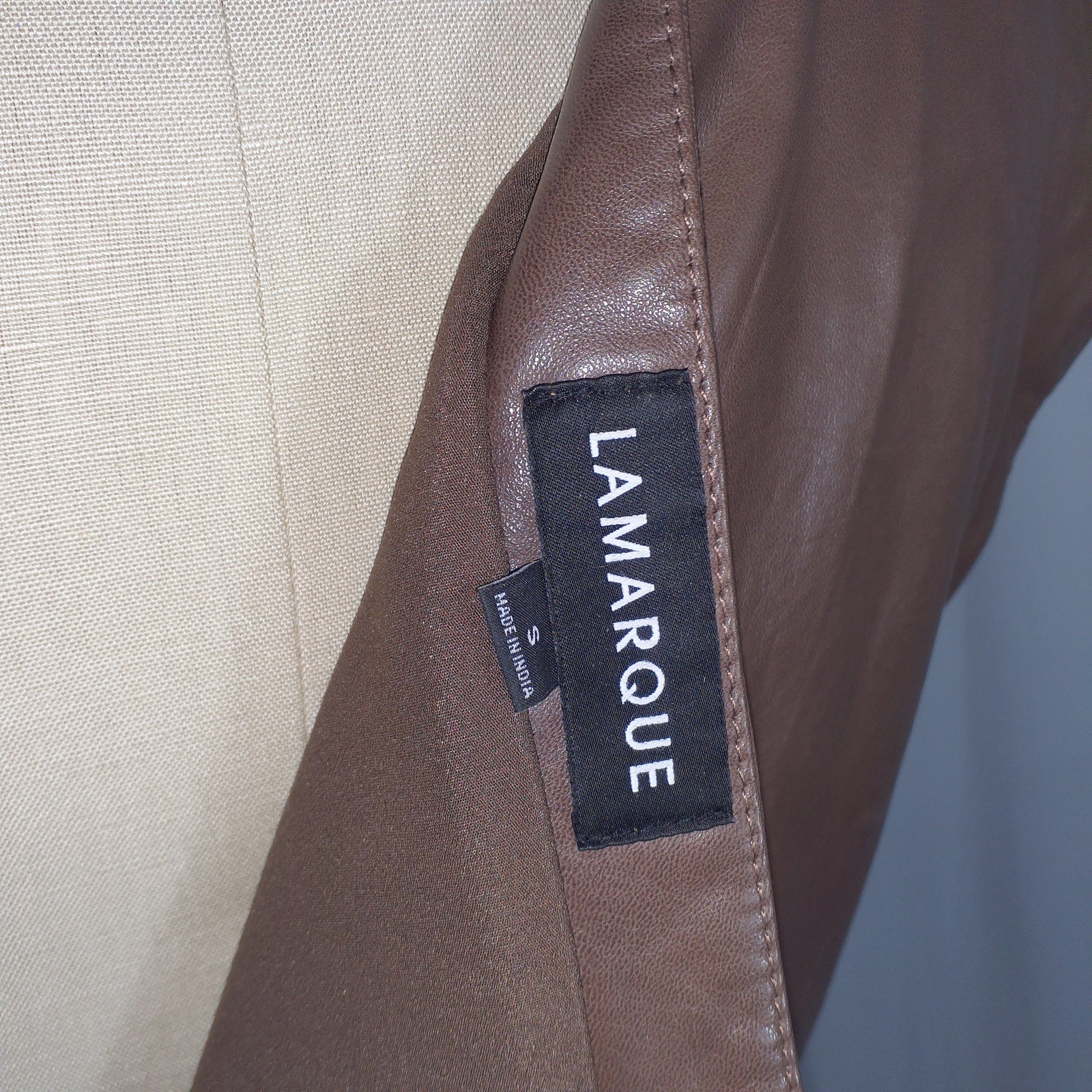 Lamarque 'Corey' Brown Leather Asymmetrical Mini Dress Size S