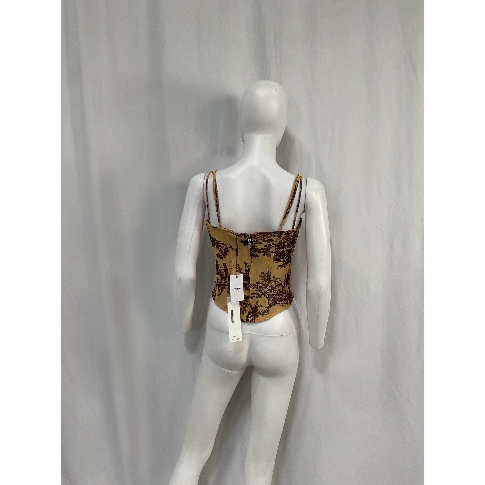 Miaou Printed Yellow Polyester V-Neck Crop Top W/ Tags Size XL - NWT