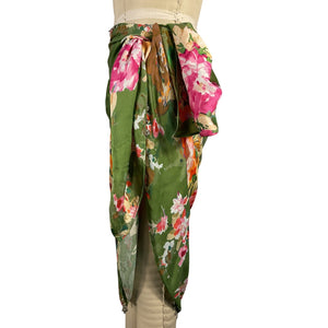 Hemant And Nandita Floral Green Zaria Wrap Skirt Size S