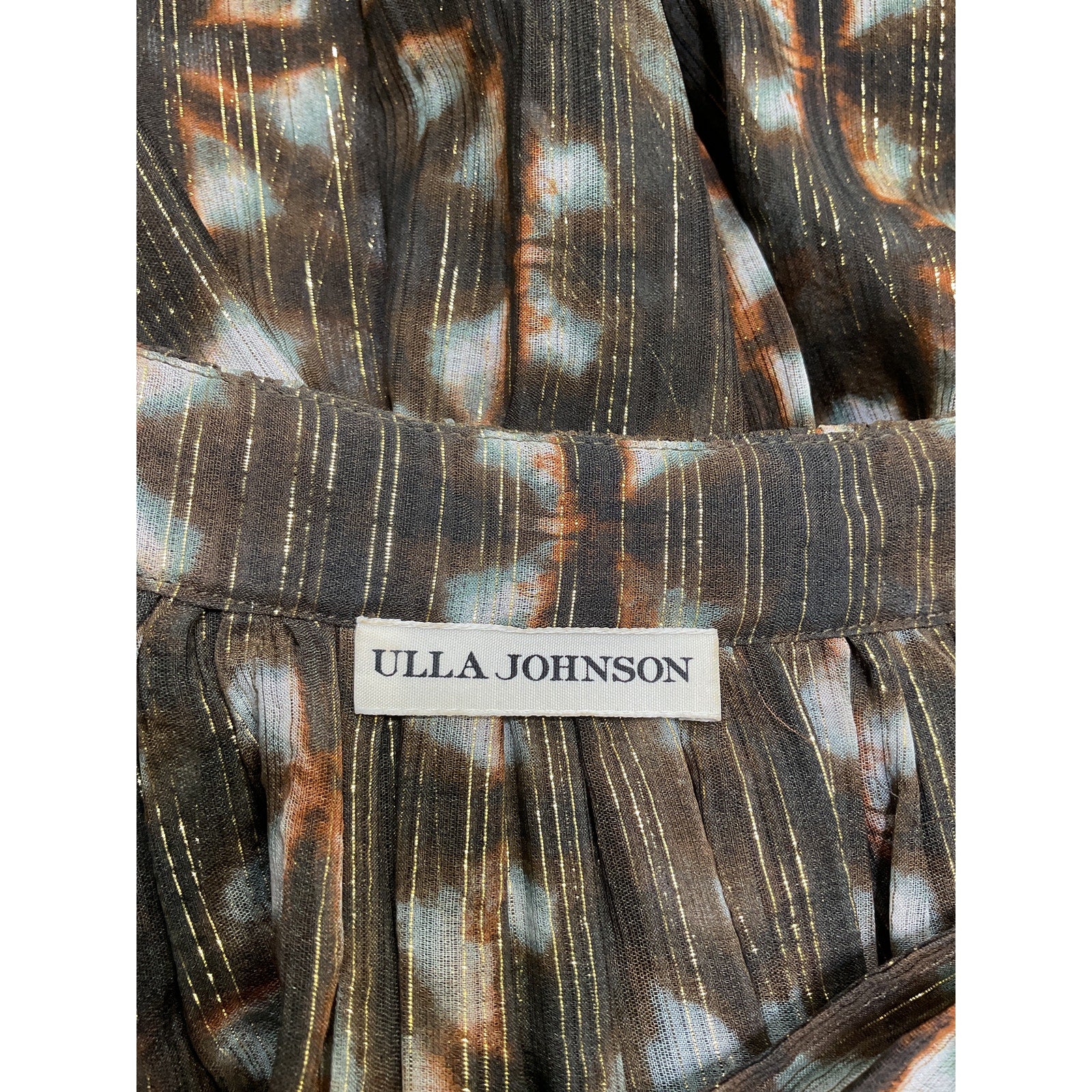 Ulla Johnson 'Luna' Brown Silk Blouse Size 2