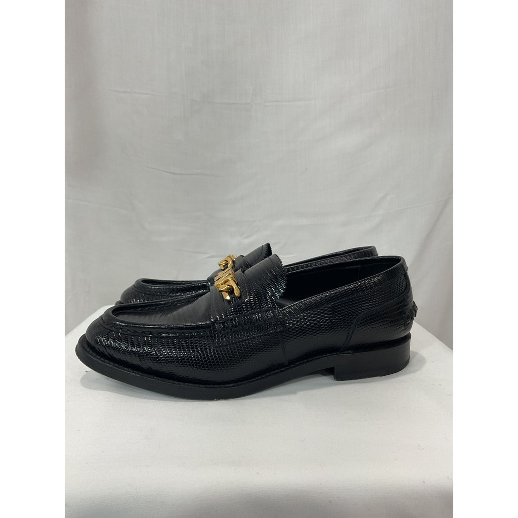 Alexander Wang 'Carter' Black Croc-Embossed Leather Loafers Size 8