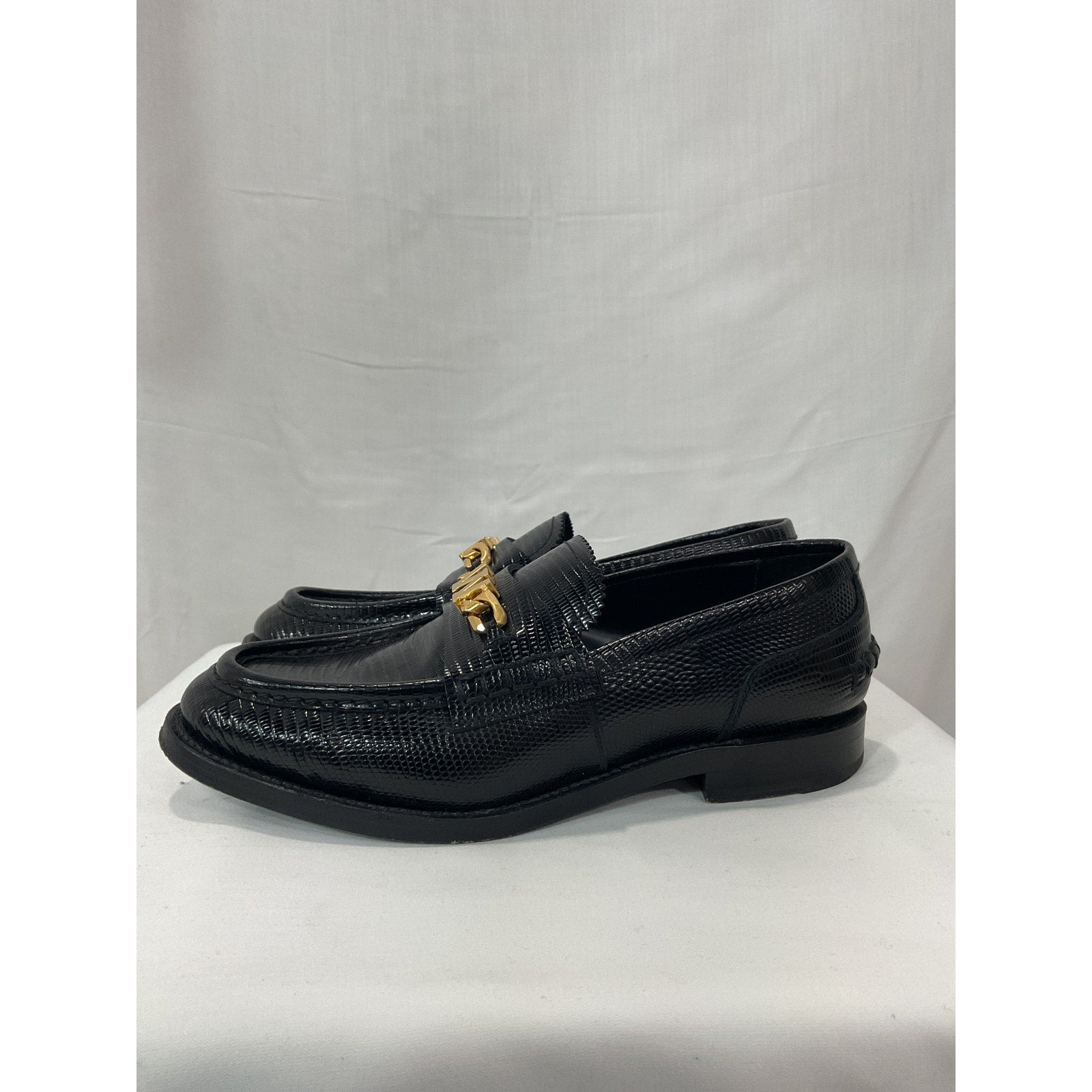 Alexander Wang 'Carter' Black Croc-Embossed Leather Loafers Size 8