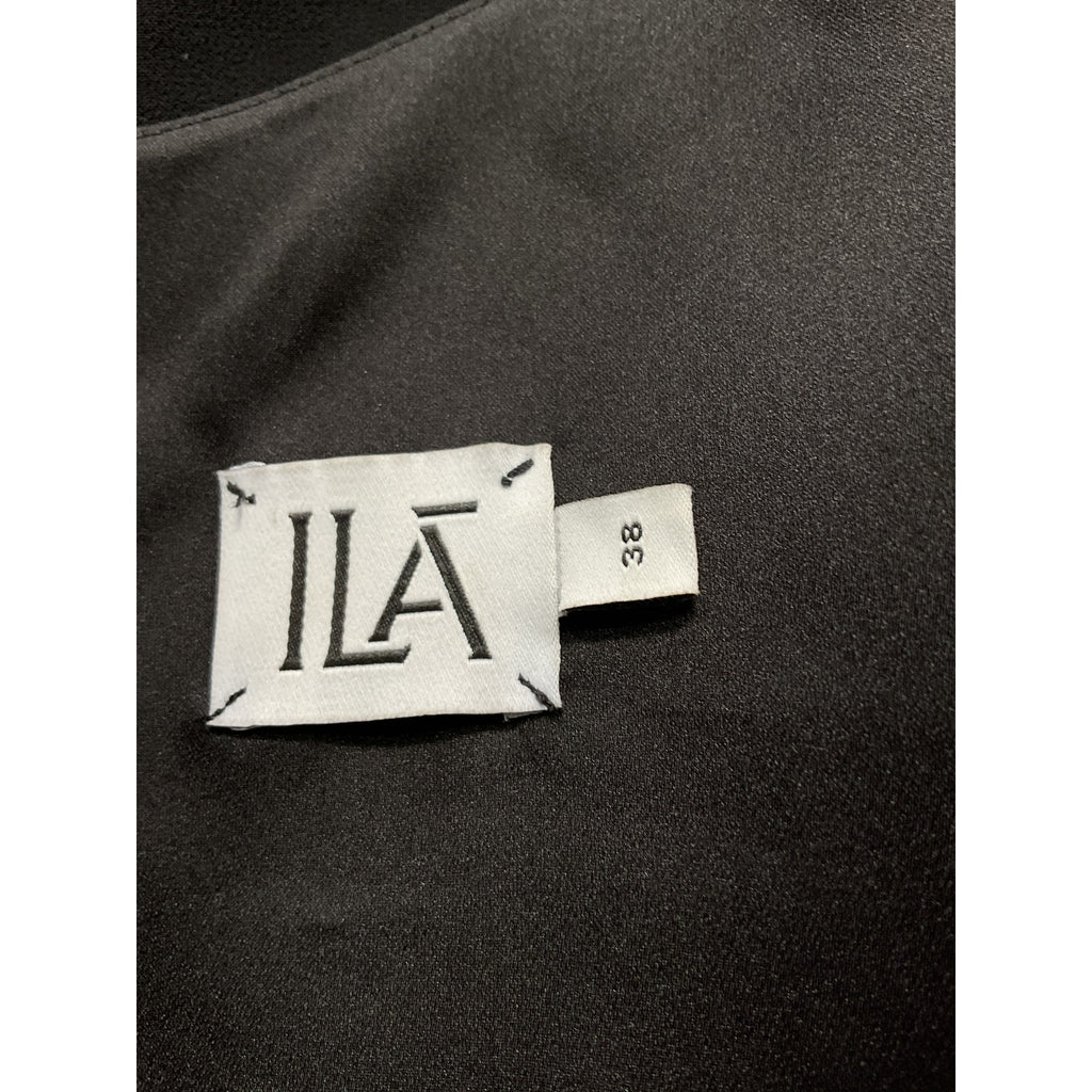 Ila . 'Mercury' Black Tie-Detailed V Neck Long Sleeve Mini Dress Size 8