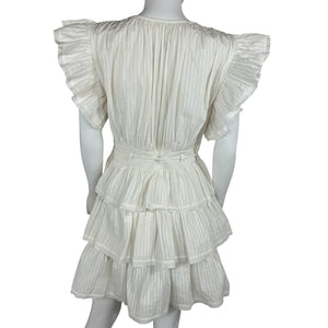 Ulla Johnson Ruffled White Camilla Mini Dress Size US 8