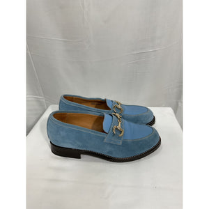Sporty & Rich 'The Penny' Blue Leather Suede Loafer Size 6