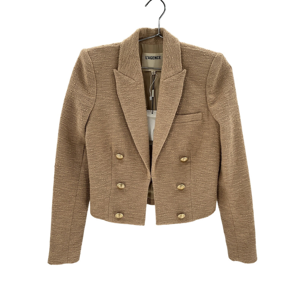 L'Agence 'Inez' Beige Cotton Cropped Blazer Size 2